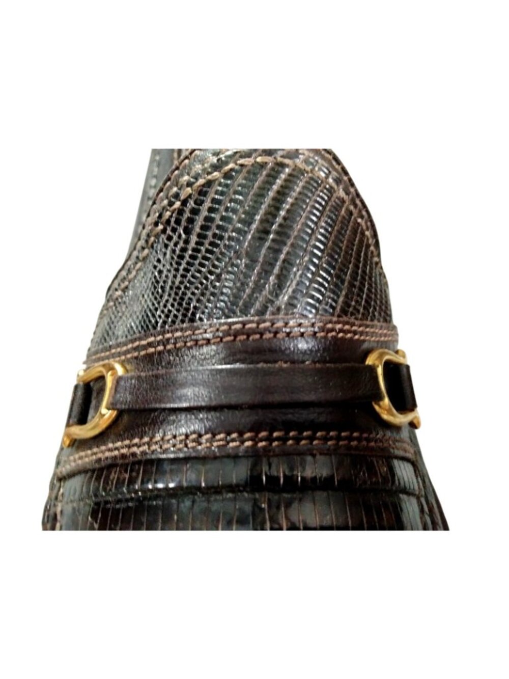 David Eden Men's 8.5 Rich Brown Teja Lizard Leather Loafers Hand Made In Italy - Picture 5 of 12